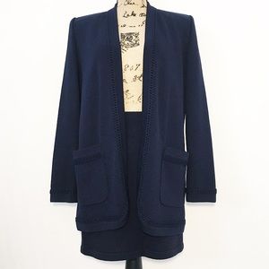 St. John collection navy knit skirt jacket set